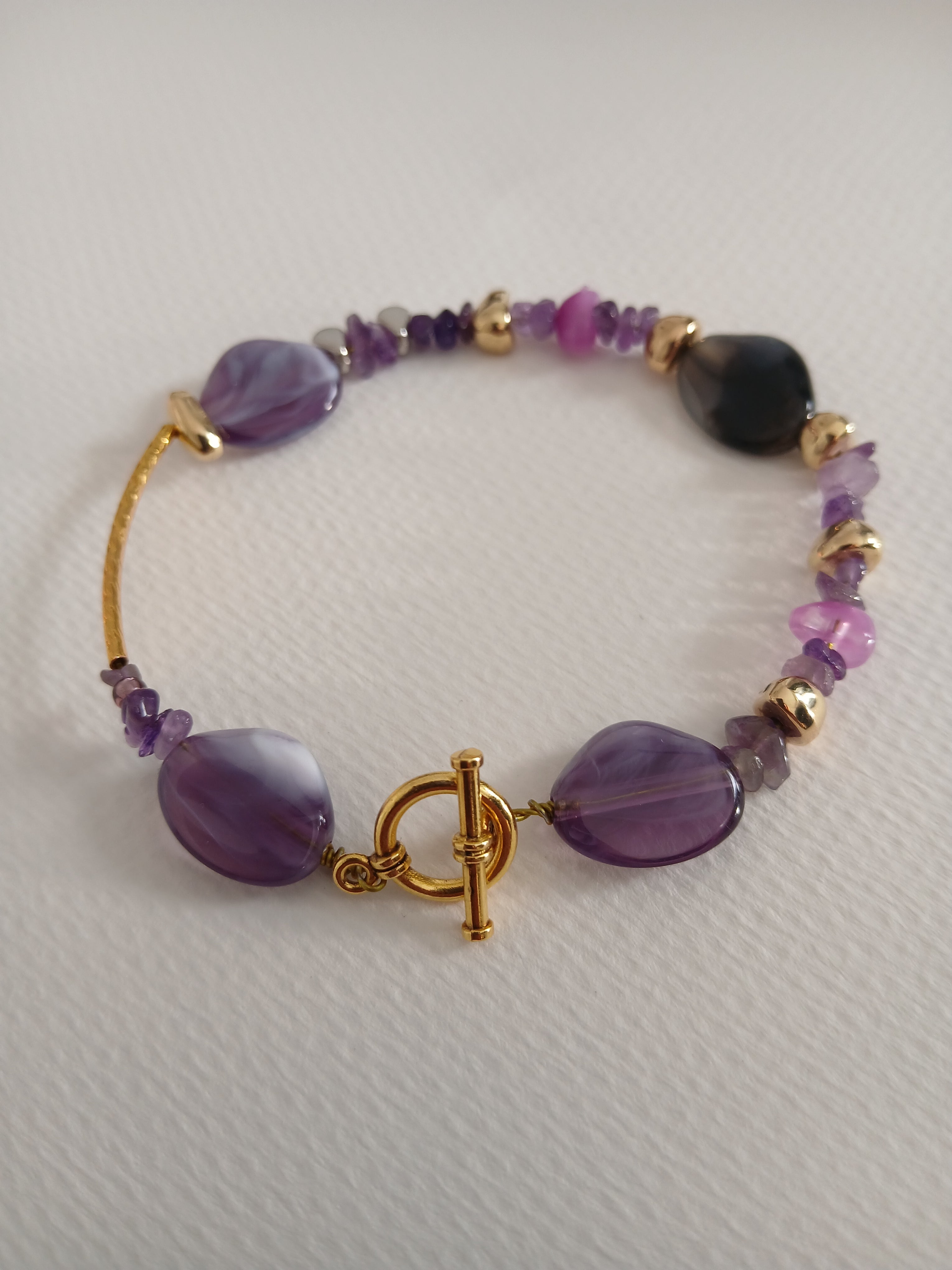 Bracelet Bohème Violet – Perles & Acier