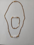 Collier et bracelet en acier doré pour femme