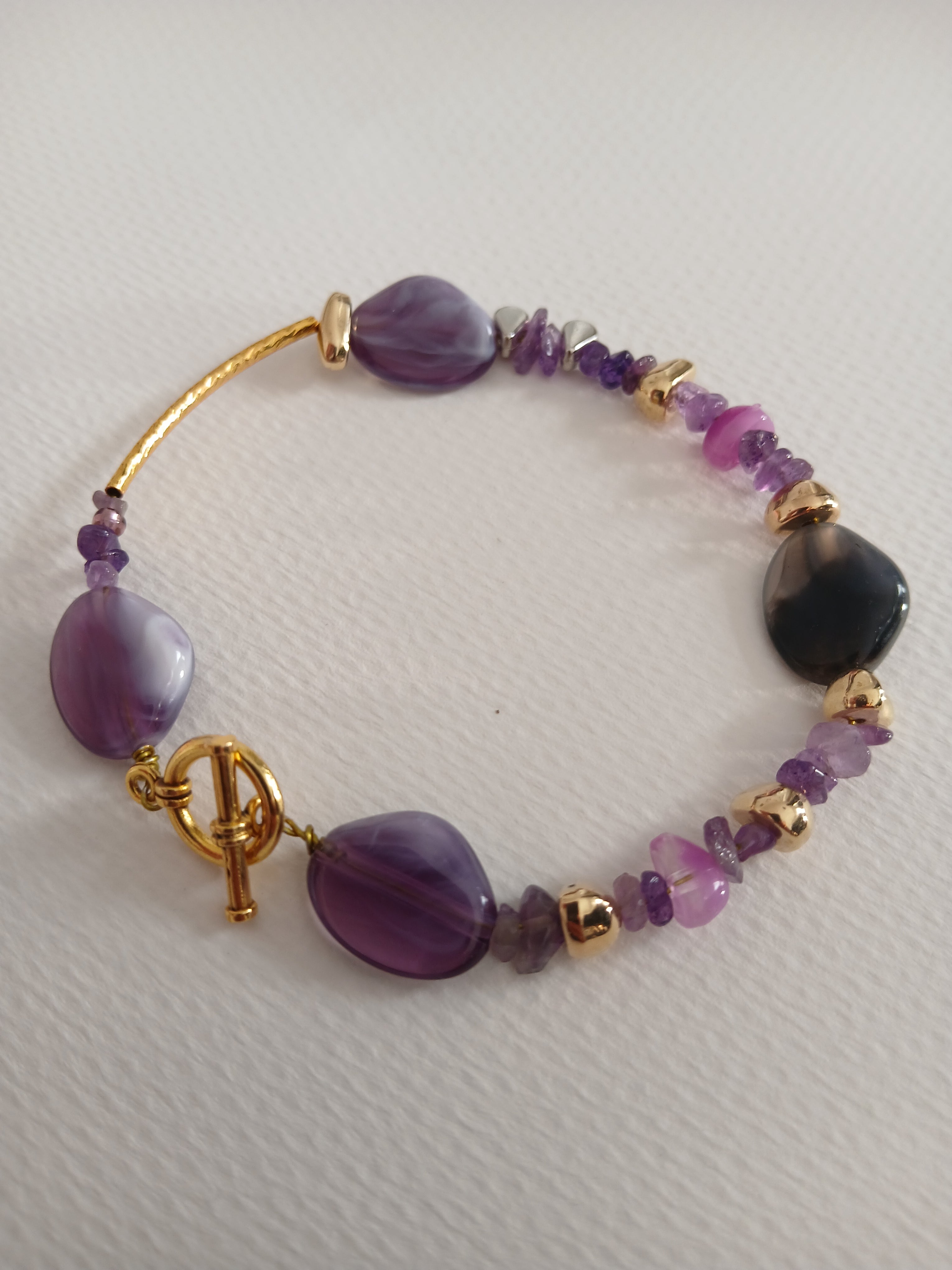 Bracelet Bohème Violet – Perles & Acier